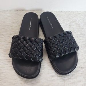 EUC Mercer & Madison Sz 7.5 Women's Black Woven Slides Sandals Quality Shoes